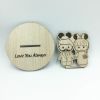 Picture of Mickey and Minnie Wooden Wedding Cake Topper, wood cut out bride & groom standee, Custom Name Wedding Topper