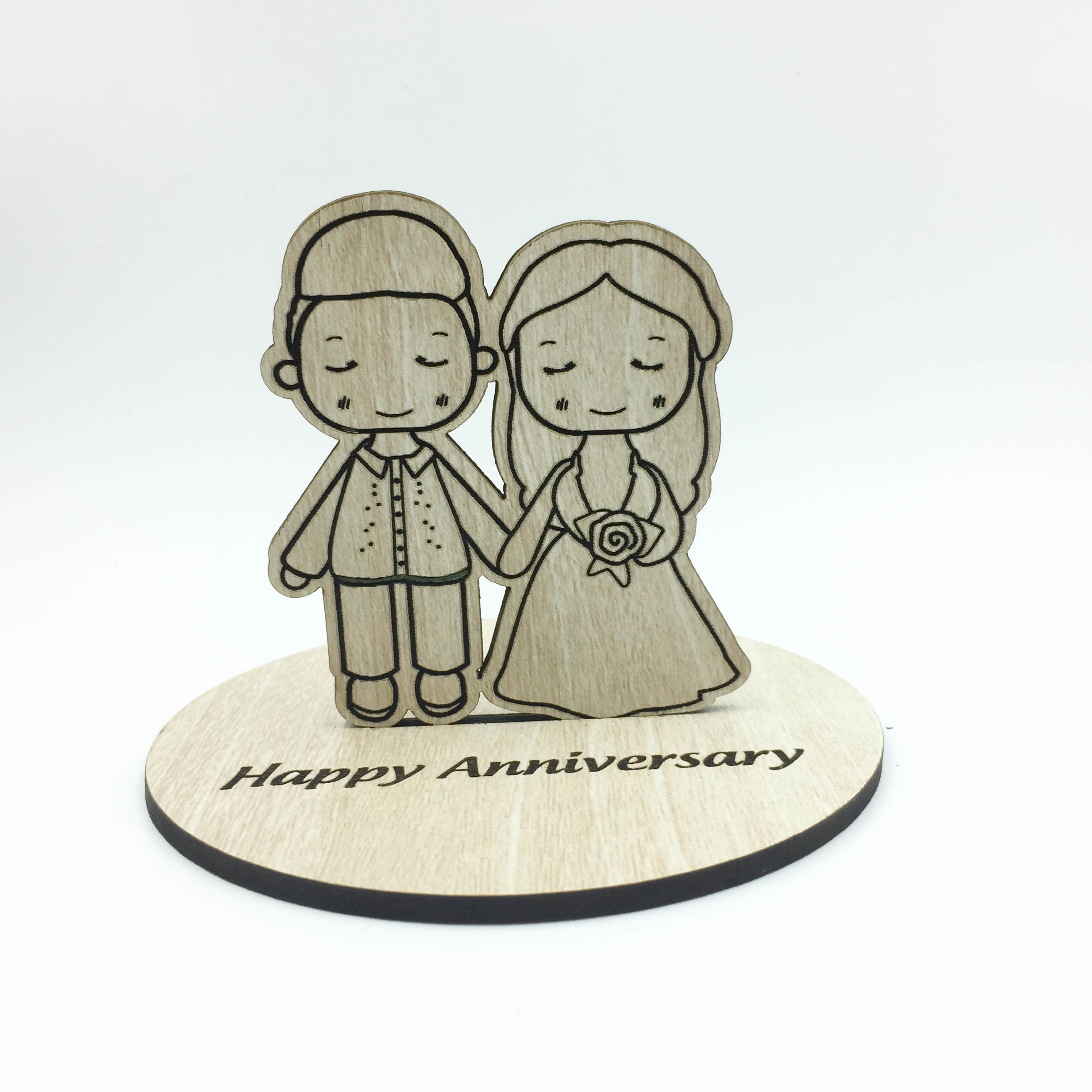 Picture of Custom Filipino Barong wedding cake topper, Personalised Wood Engraved Gifts, Wood Standee