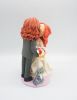 Picture of Long Hair Groom & Bride Wedding Cake Topper, Wedding cake topper with Cat, Kissing Bride and Groom Cake Figurine