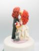 Picture of Long Hair Groom & Bride Wedding Cake Topper, Wedding cake topper with Cat, Kissing Bride and Groom Cake Figurine