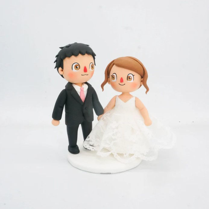 Custom Animal Crossing inspire wedding cake topper, Online game dating wedding theme