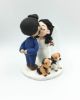 Picture of Wedding cake topper bride & groom with dogs, Kissing Mr & Mrs cake topper