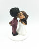 Picture of Interracial wedding cake topper, Braided Groom and Half Updo bride Wedding Cake Topper