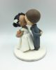 Picture of Custom wedding cake topper, Curly bun bride and buzz cut groom