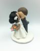 Picture of Custom wedding cake topper, Curly bun bride and buzz cut groom