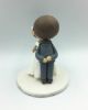 Picture of Custom wedding cake topper, Curly bun bride and buzz cut groom