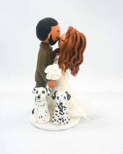 Picture of Bride and Groom with Dog Wedding Cake Topper, Dalmatian Wedding Cake Topper 