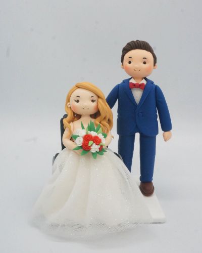 Picture of Bride on Wheelchair Wedding Cake Topper, Personalized Wedding Cake Topper