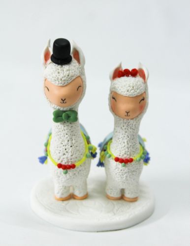 Picture of Alpaca Wedding Cake Topper, Animal Wedding Cake Decoration