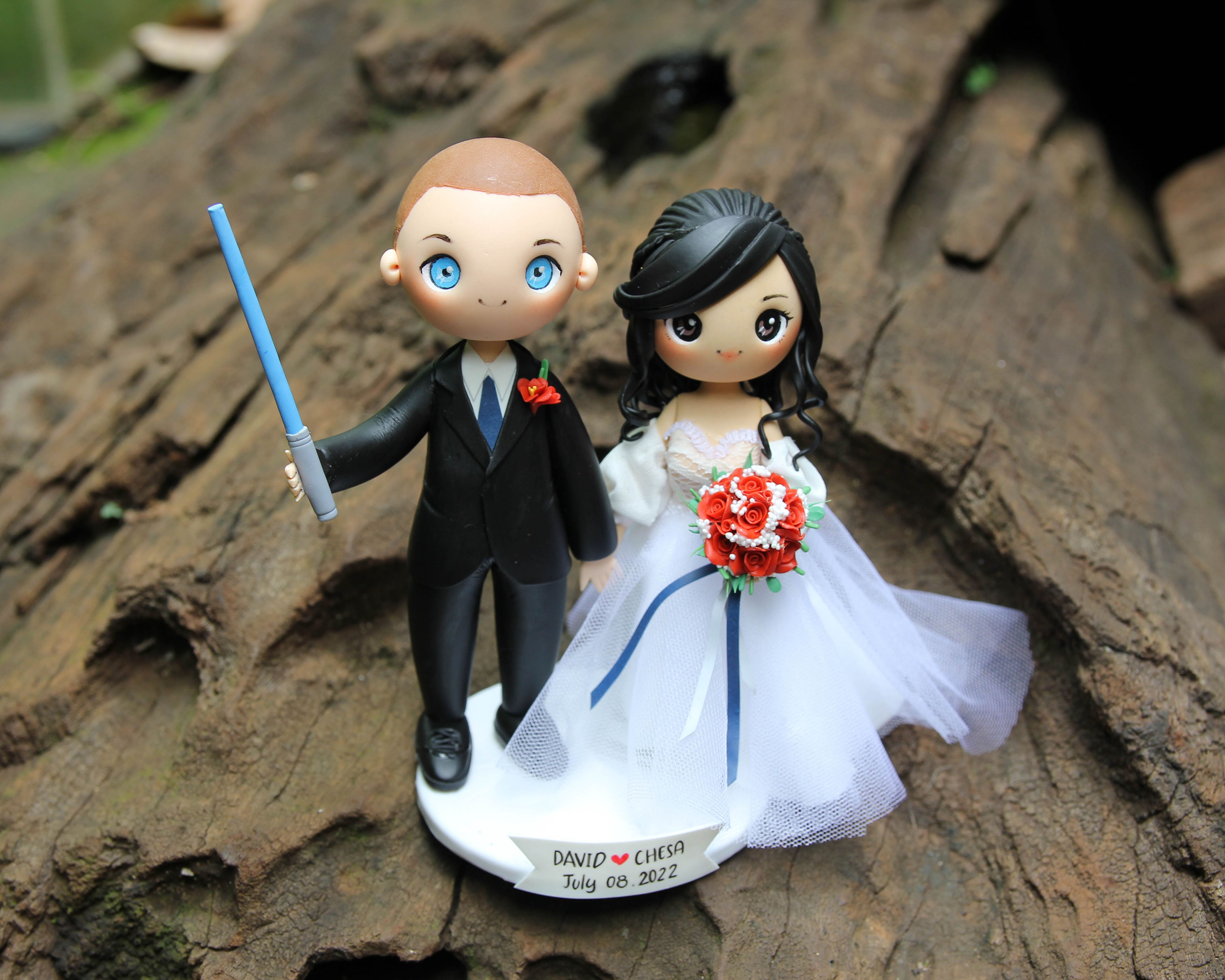 Picture of Star Wars Inspired Wedding Cake Topper, Custom Gift for groom