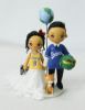 Picture of Hello Kitty & Halo Master Chief wedding cake topper, Travel wedding theme