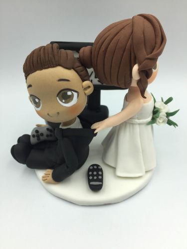 Picture of Game Over Bride & groom wedding cake topper, Gamer Wedding Cake Topper