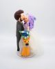 Picture of Blue Wedding Cake Topper, Purple Hair Bride and Full Beard Groom Wedding Cake Topper 