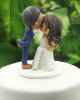 Picture of Kissing Wedding Cake Topper, Traditional Bride & Groom Topper