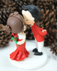 Picture of Kissing Christmas Wedding Cake Topper, White and Red Wedding Theme