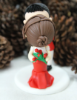 Picture of Kissing Christmas Wedding Cake Topper, White and Red Wedding Theme