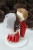 Picture of Forehead Kissing Wedding Cake Topper, Red Christmas Weddings Theme Cake Topper