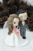 Picture of Pink Wedding Cake Topper, Classic bride & groom wedding cake topper