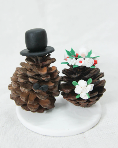 Picture of Pinecones Wedding Cake Topper, Christmas wedding cake topper