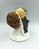 Picture of Curly Hair Bride and Bald Groom Wedding Cake Topper, Elopement cake topper