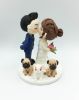 Picture of Kissing Couple Wedding Cake Topper with Dogs and cat, Bride and Groom with Dogs and Cat Wedding Figurine