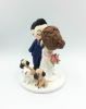 Picture of Kissing Couple Wedding Cake Topper with Dogs and cat, Bride and Groom with Dogs and Cat Wedding Figurine