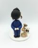 Picture of Kissing Couple Wedding Cake Topper with Dogs and cat, Bride and Groom with Dogs and Cat Wedding Figurine