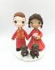 Picture of Chinese Wedding Cake Topper with Dogs, Red Wedding Theme Cake Topper