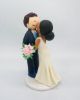 Picture of Mixed-Race bride and groom wedding Cake Topper, Kissing Couple Figurine