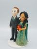 Picture of Mixed Race bride & groom cake topper, Indian bride & British groom wedding cake topper