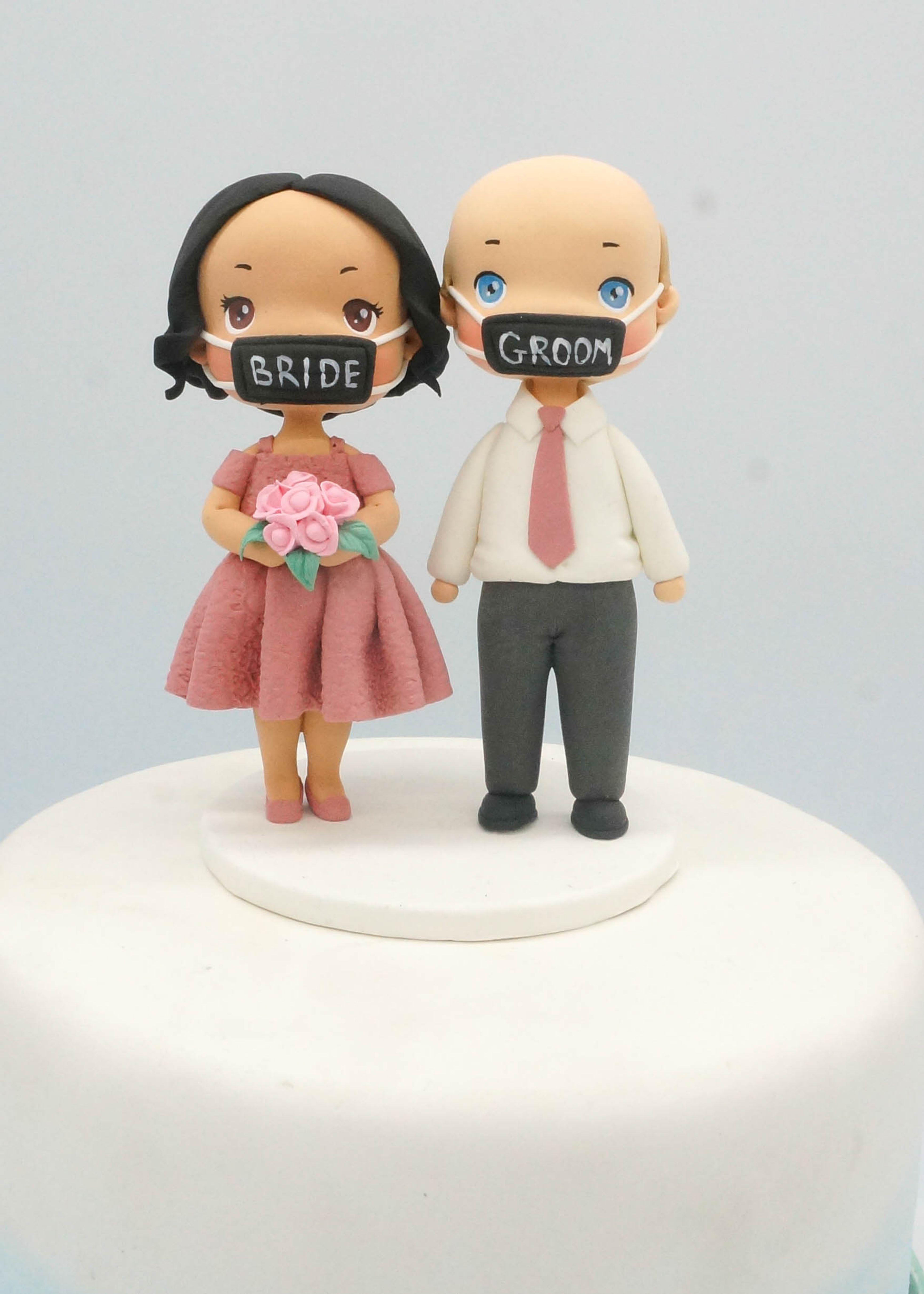 Picture of 10 Years Anniversary Wedding Cake Topper, Dusty Rose Wedding Theme