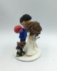 Picture of Football groom Iron Man and Doctor Who Bride Wizard dog inspire wedding cake topper
