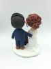 Picture of Burgundy Wedding Cake Topper, Bride & Groom with dog topper
