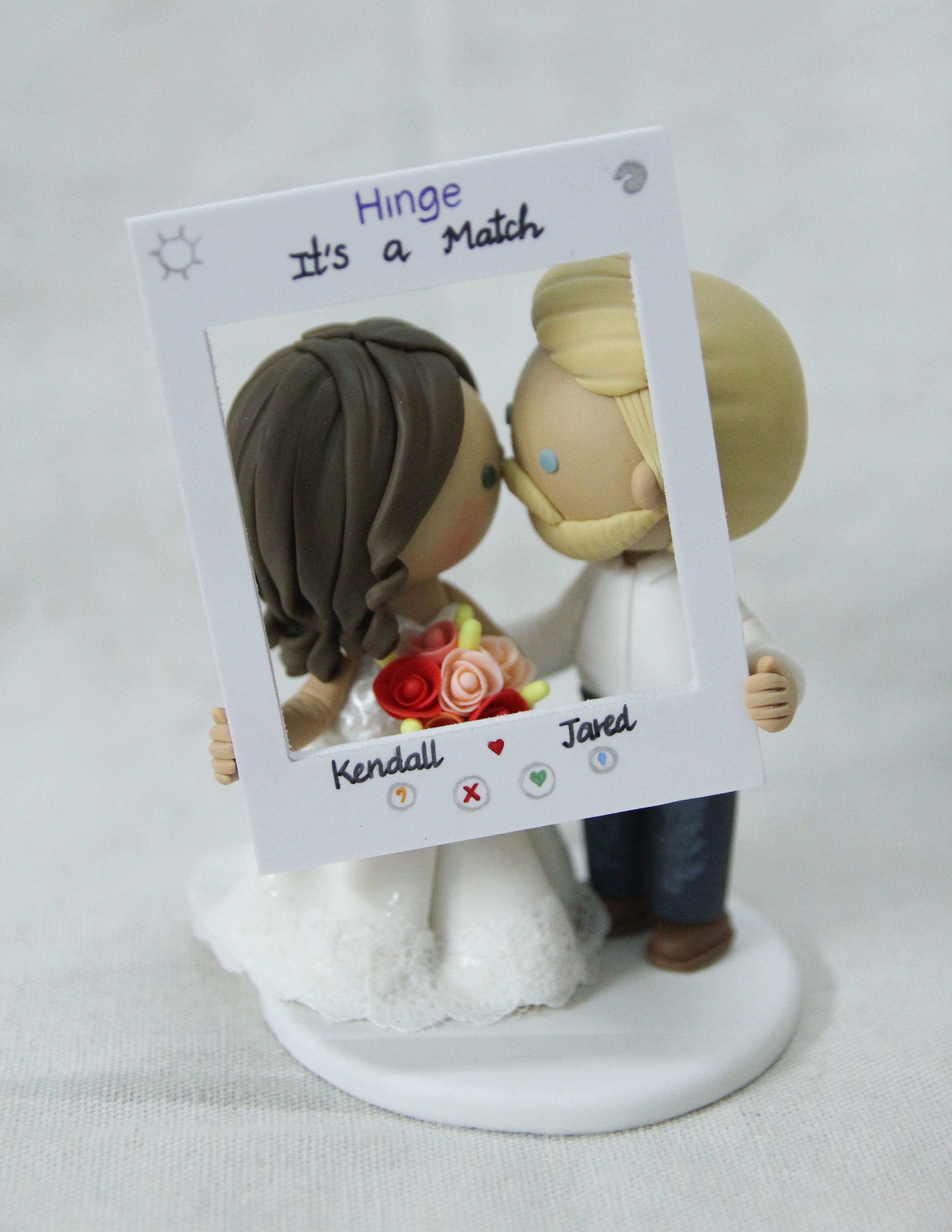 Picture of Hinge wedding cake topper, Funny wedding cake topper, love story teller topper