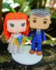 Picture of Custom Funko Pop Wedding Cake Topper, Gray-Haired Groom and Orange-Haired Bride Wedding Cake Topper