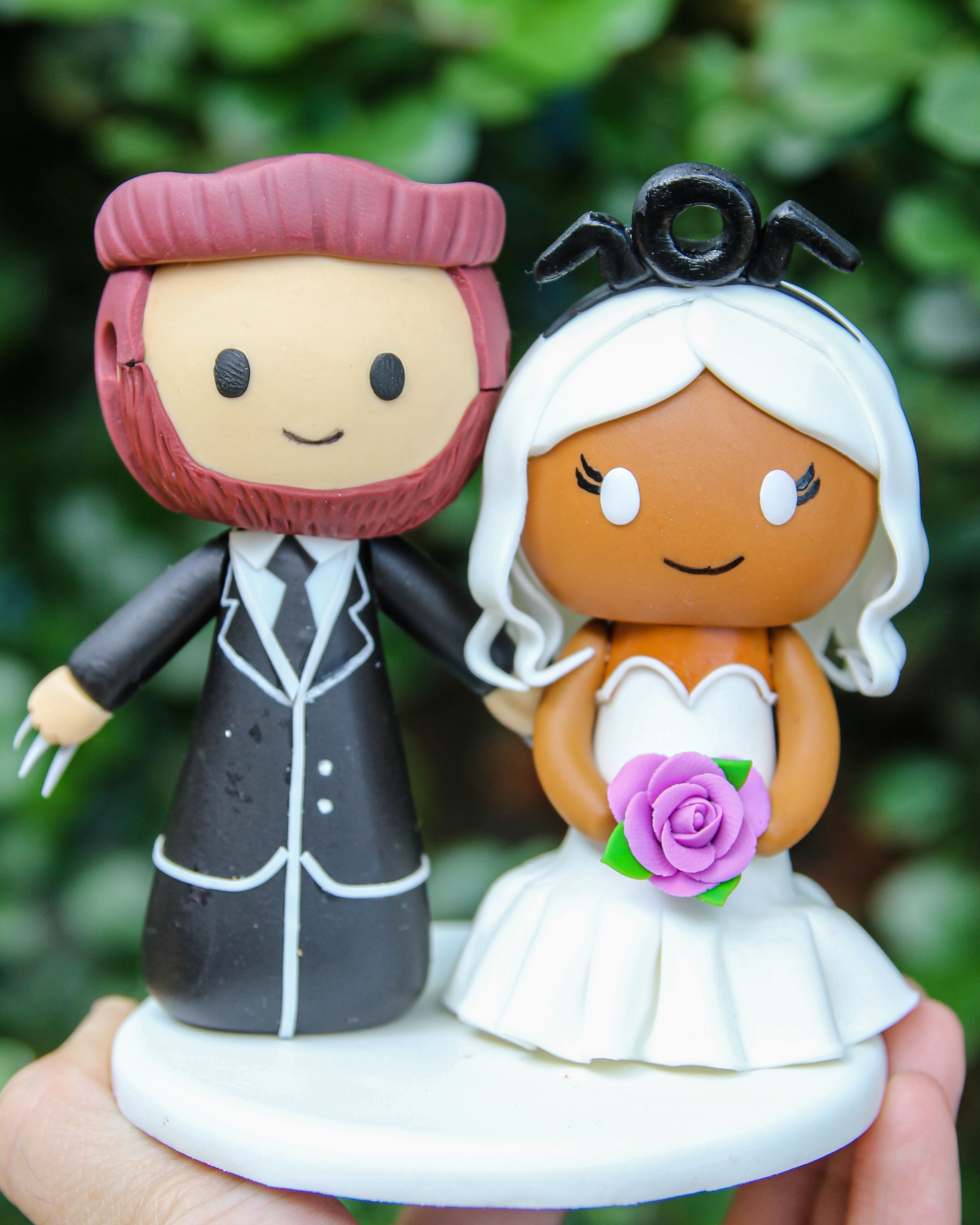 Picture of X-Men Wedding Cake Topper, Wolverine Groom & Storm Bride Clay Figurine