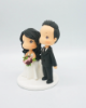 Picture of Rustic wedding cake topper, Custom bride & groom clay figurine, Pink and Purple wedding theme
