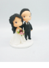 Picture of Rustic wedding cake topper, Custom bride & groom clay figurine, Pink and Purple wedding theme