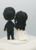 Picture of Rustic wedding cake topper, Custom bride & groom clay figurine, Pink and Purple wedding theme