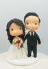 Picture of Rustic wedding cake topper, Custom bride & groom clay figurine, Pink and Purple wedding theme
