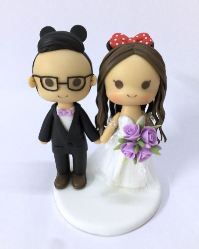 Picture of Nerdy Mickey & Minnie Lover Wedding Cake Topper