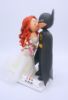 Picture of Batman Groom & Ariel Bride Wedding Cake Topper, Cheek Kiss Wedding Cake Topper