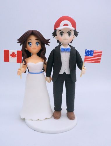Picture of Ash and Misty Wedding Cake Topper, Pokemon Wedding Cake Topper, American & Canadian wedding couple