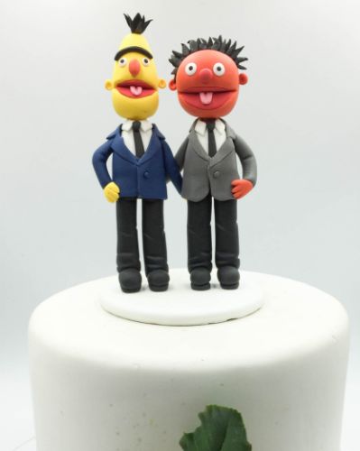 Picture of Gay Wedding Cake Topper, Sesame Street Cake Topper, Bert & Ernie Clay Figure, Love Pinch Topper
