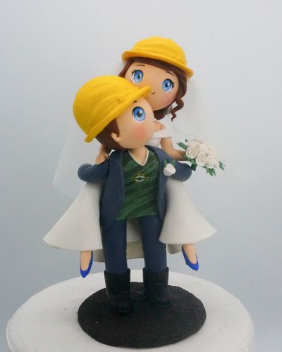 Picture of Construction Workers Wedding Cake Topper, wedding gift for soccer fan