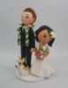 Picture of Tall Groom & Short Bride Wedding Cake Topper with Dog, Aloha Wedding cake topper