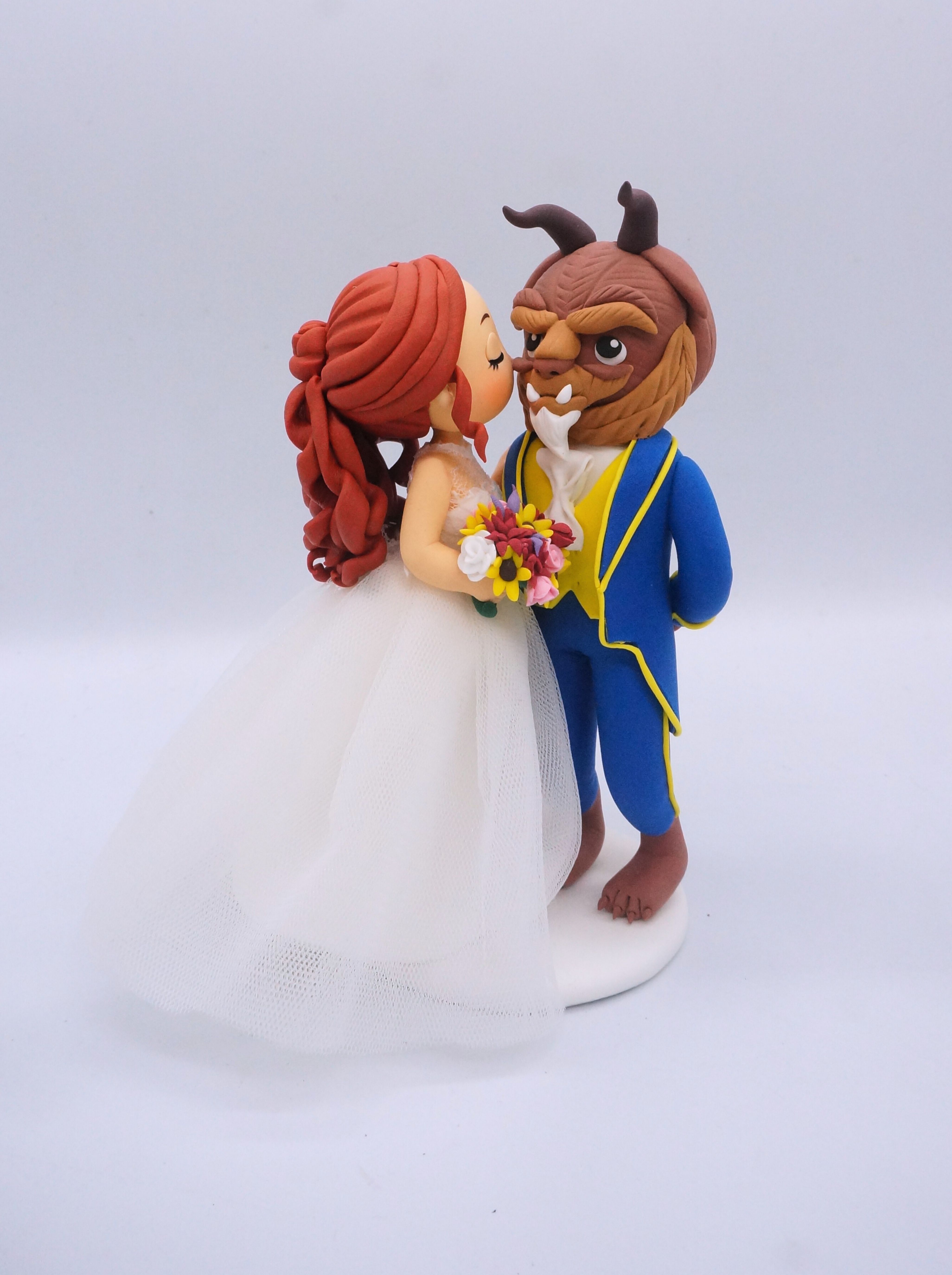 Picture of Beauty and the Beast Wedding Cake Topper, Beautiful Bride & the Beast Groom Topper, Disney Princess Cake Topper