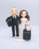 Picture of Welder groom & Flight Attendant Bride Wedding cake topper, Mohawk groom and wavy bride topper