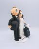 Picture of Welder groom & Flight Attendant Bride Wedding cake topper, Mohawk groom and wavy bride topper