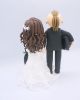 Picture of Welder groom & Flight Attendant Bride Wedding cake topper, Mohawk groom and wavy bride topper